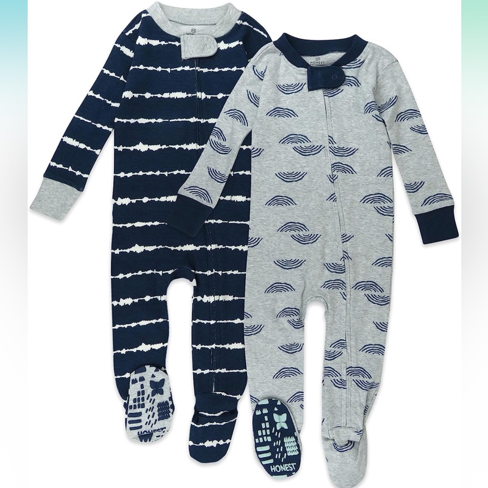 NWOT - HONEST BABY 2-Pack Organic Cotton Snug-fit Footed Pajamas (12M)